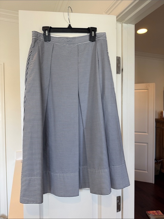 Tibi Dresses & Skirts - Tibi Navy and White Striped A-Line Midi Skirt